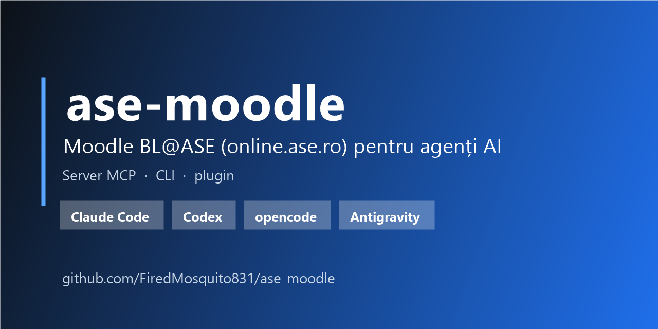 ase-moodle: server MCP, CLI și plugin pentru Moodle BL@ASE